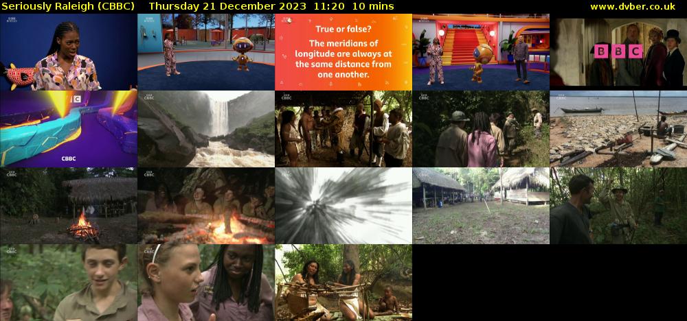 Seriously Raleigh (CBBC) Thursday 21 December 2023 11:20 - 11:30