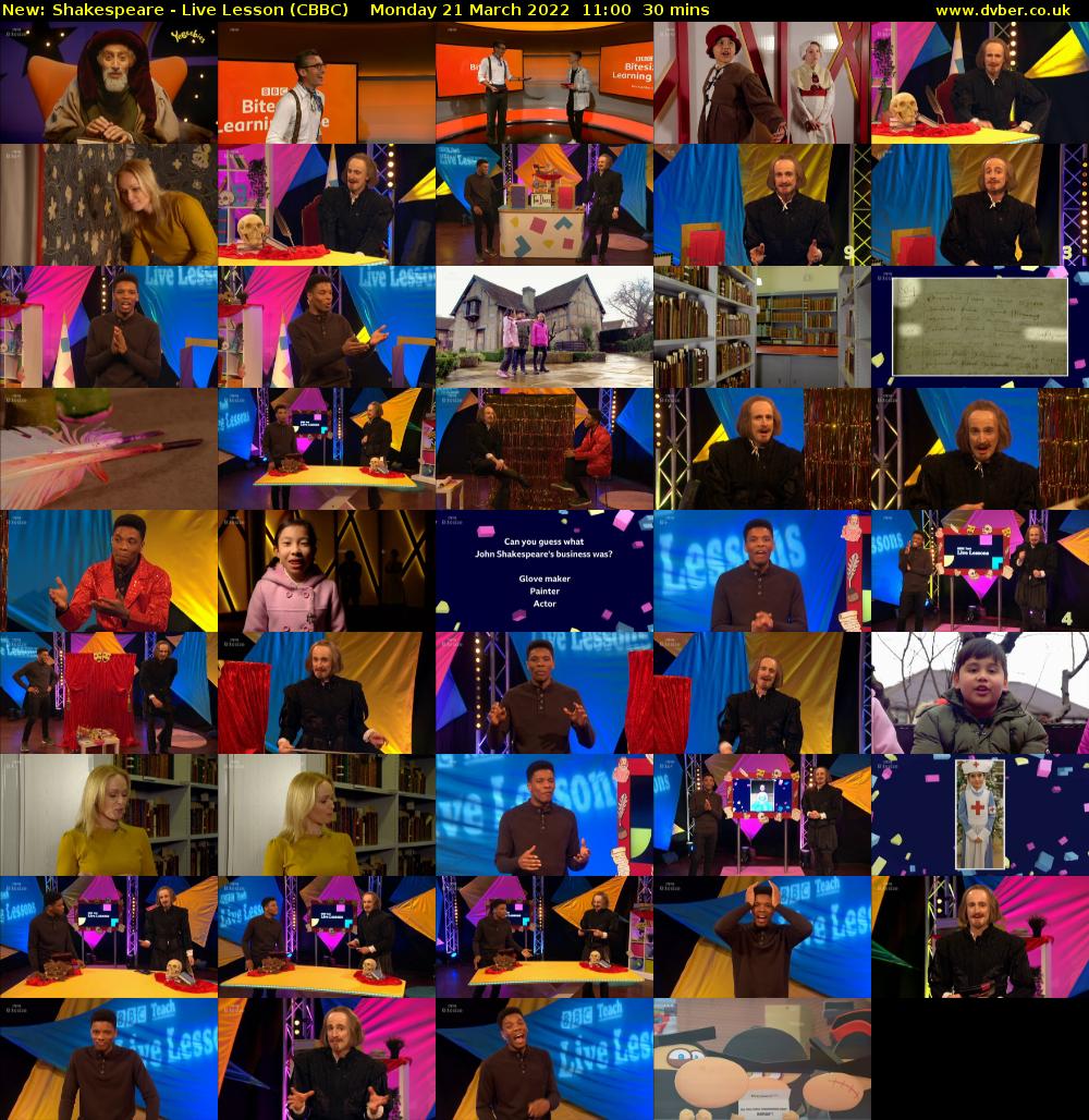 Shakespeare - Live Lesson (CBBC) Monday 21 March 2022 11:00 - 11:30