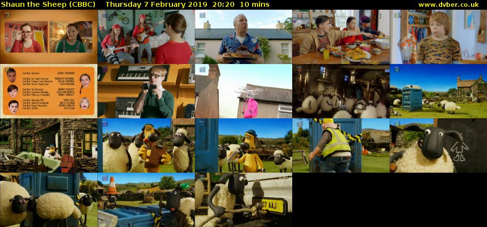 Shaun the Sheep (CBBC) Thursday 7 February 2019 20:20 - 20:30