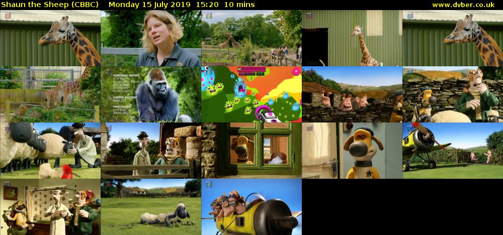 Shaun the Sheep (CBBC) Monday 15 July 2019 15:20 - 15:30