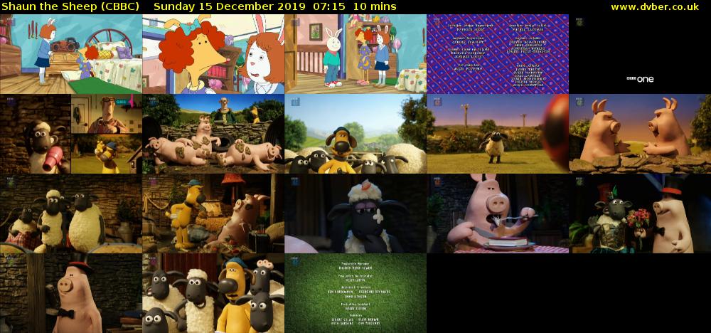 Shaun the Sheep (CBBC) Sunday 15 December 2019 07:15 - 07:25