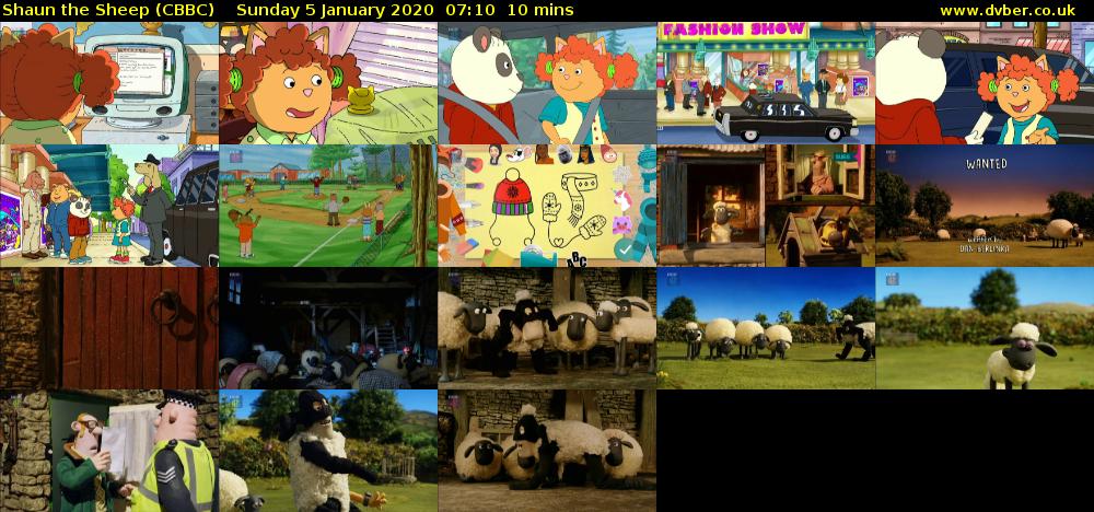 Shaun the Sheep (CBBC) Sunday 5 January 2020 07:10 - 07:20