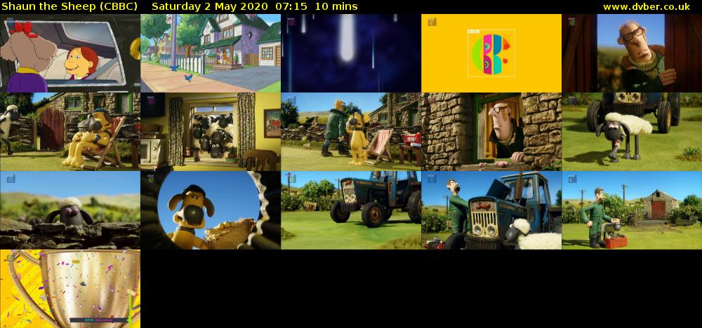 Shaun the Sheep (CBBC) Saturday 2 May 2020 07:15 - 07:25