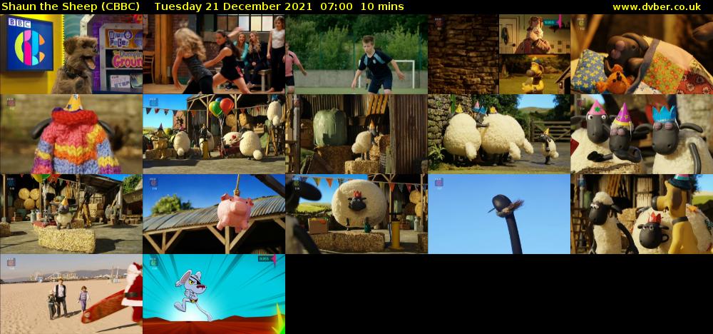 Shaun the Sheep (CBBC) Tuesday 21 December 2021 07:00 - 07:10