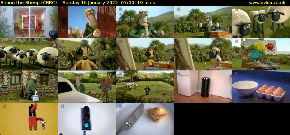Shaun the Sheep (CBBC) Sunday 16 January 2022 07:00 - 07:10