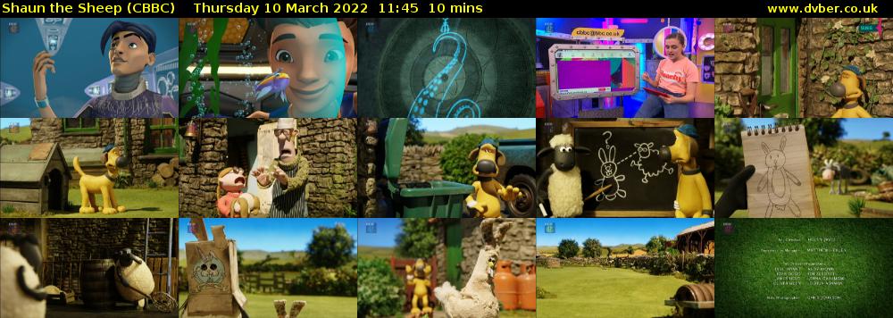 Shaun the Sheep (CBBC) Thursday 10 March 2022 11:45 - 11:55