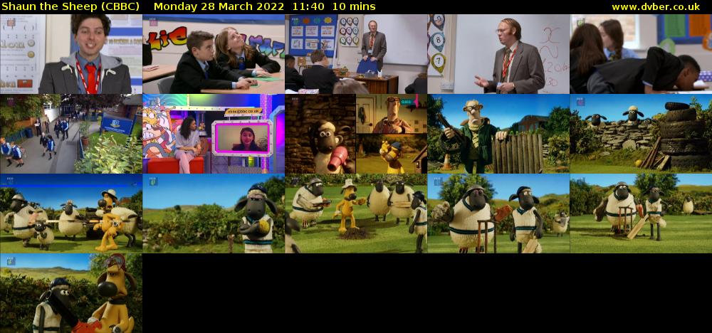 Shaun the Sheep (CBBC) Monday 28 March 2022 11:40 - 11:50