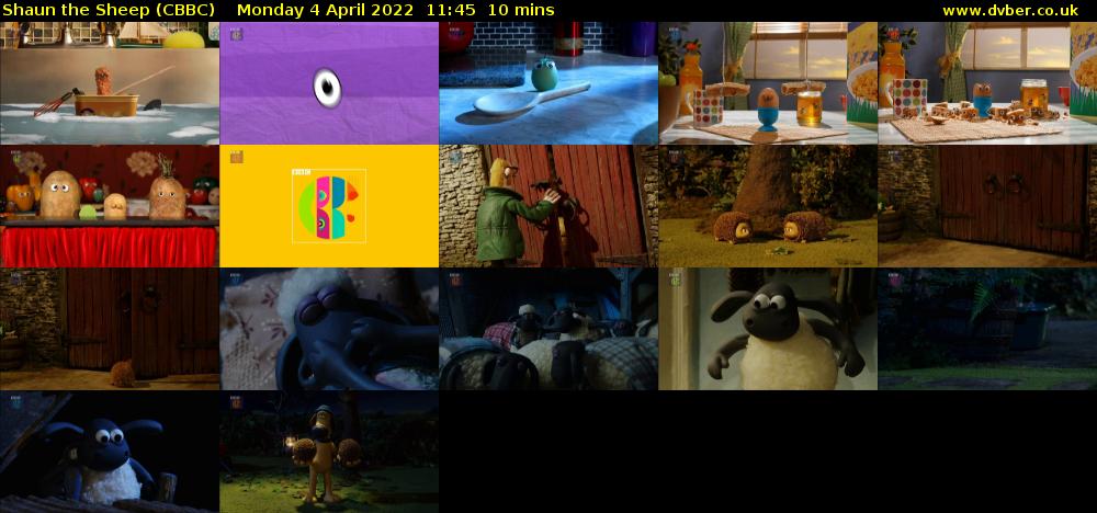 Shaun the Sheep (CBBC) Monday 4 April 2022 11:45 - 11:55