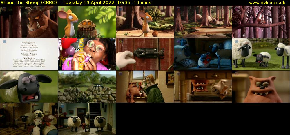 Shaun the Sheep (CBBC) Tuesday 19 April 2022 10:35 - 10:45