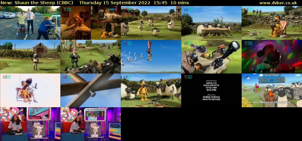 Shaun the Sheep (CBBC) Thursday 15 September 2022 15:45 - 15:55