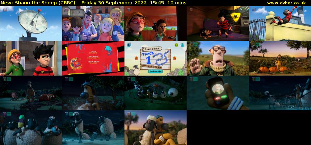 Shaun the Sheep (CBBC) Friday 30 September 2022 15:45 - 15:55