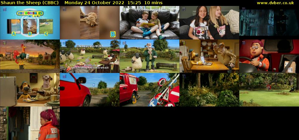 Shaun the Sheep (CBBC) Monday 24 October 2022 15:25 - 15:35