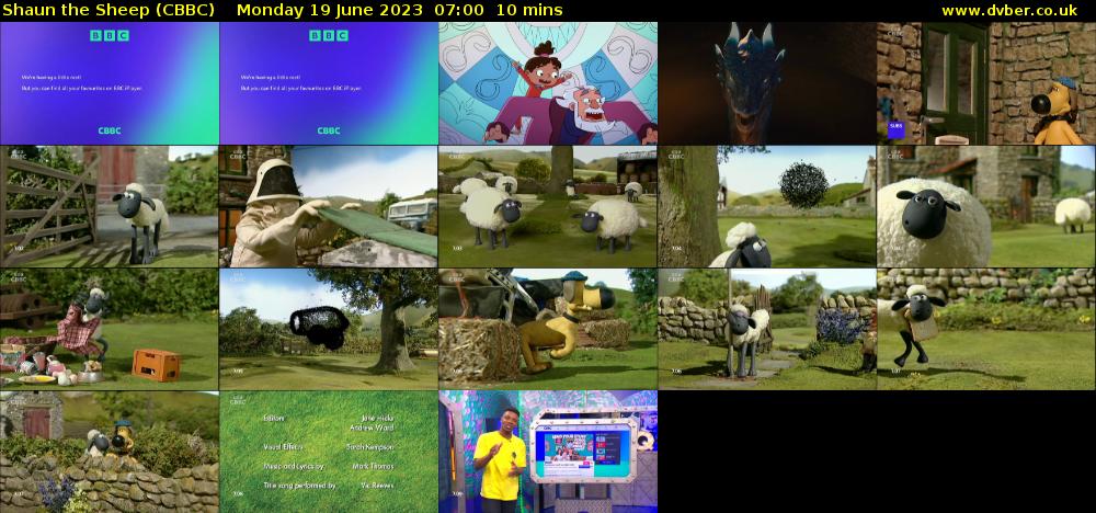 Shaun the Sheep (CBBC) Monday 19 June 2023 07:00 - 07:10