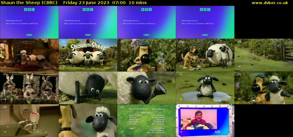 Shaun the Sheep (CBBC) Friday 23 June 2023 07:00 - 07:10