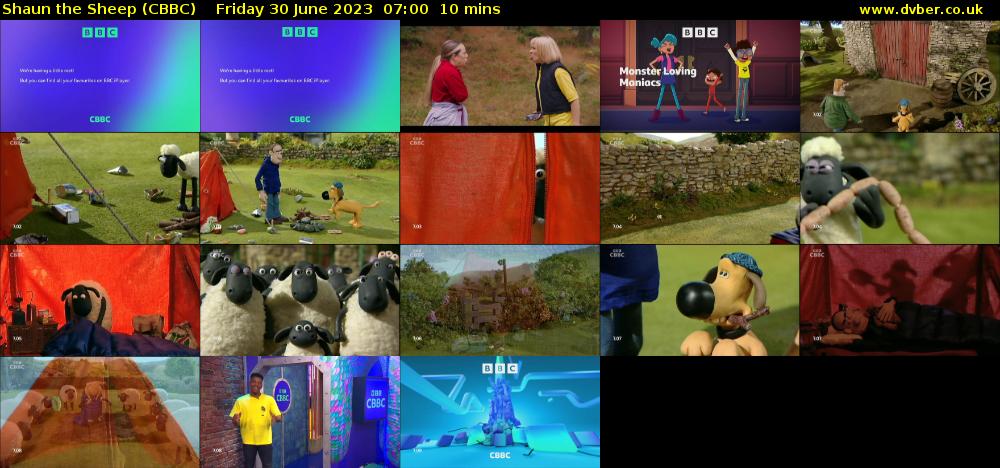 Shaun the Sheep (CBBC) Friday 30 June 2023 07:00 - 07:10