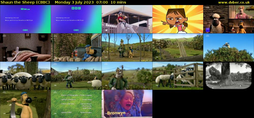 Shaun the Sheep (CBBC) Monday 3 July 2023 07:00 - 07:10