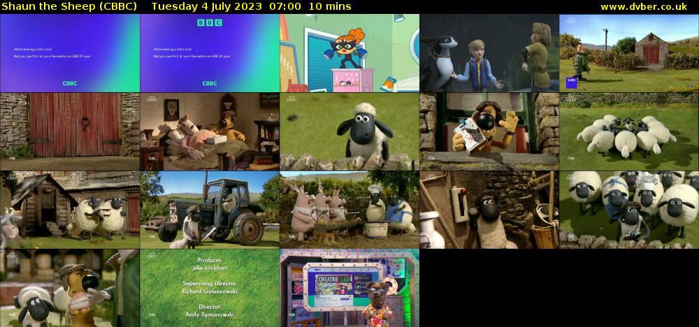 Shaun the Sheep (CBBC) Tuesday 4 July 2023 07:00 - 07:10