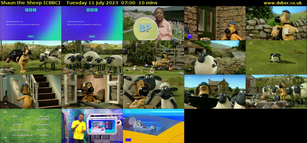 Shaun the Sheep (CBBC) Tuesday 11 July 2023 07:00 - 07:10