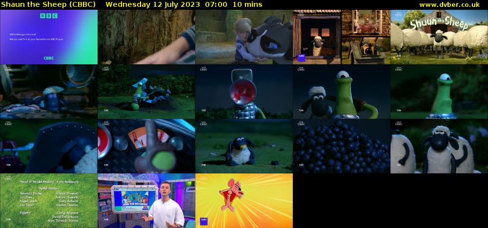 Shaun the Sheep (CBBC) Wednesday 12 July 2023 07:00 - 07:10