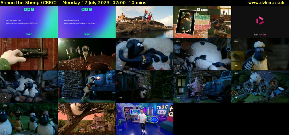 Shaun the Sheep (CBBC) Monday 17 July 2023 07:00 - 07:10