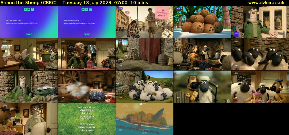 Shaun the Sheep (CBBC) Tuesday 18 July 2023 07:00 - 07:10