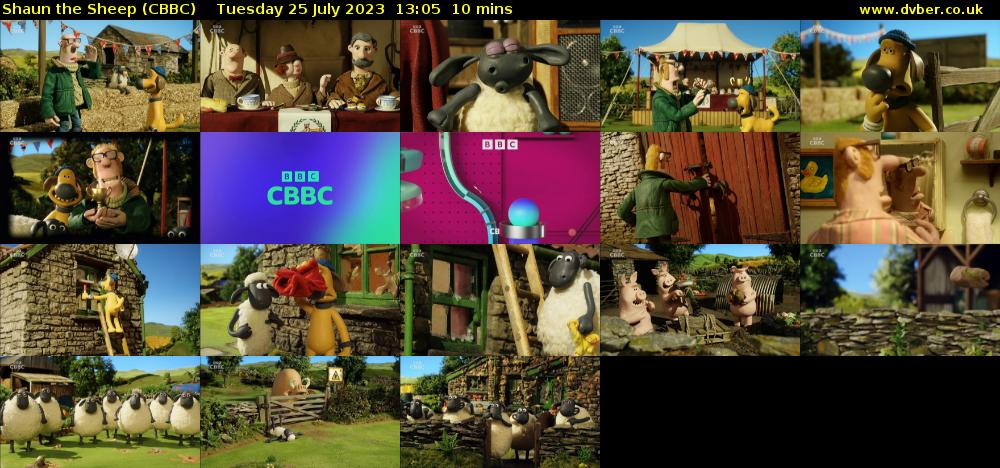 Shaun the Sheep (CBBC) Tuesday 25 July 2023 13:05 - 13:15