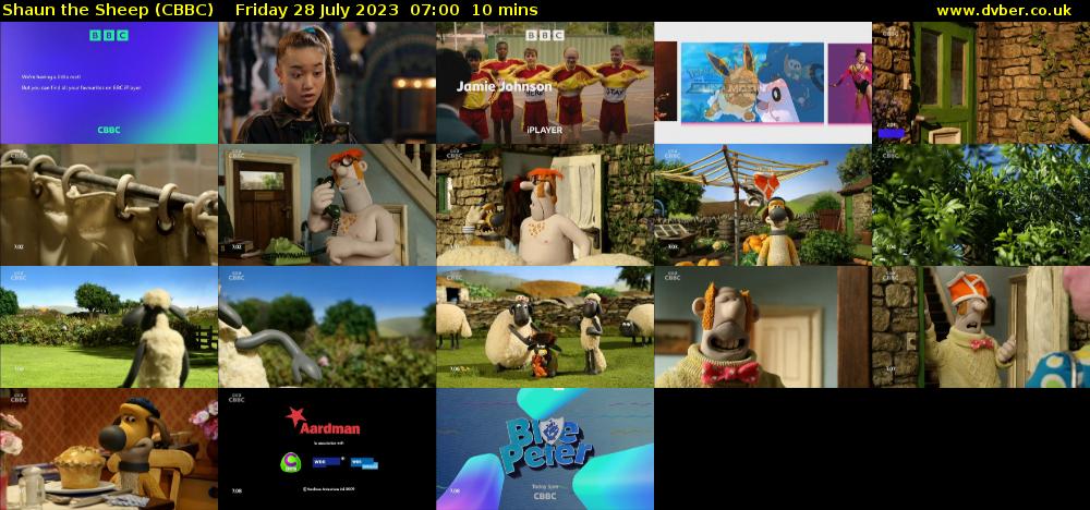 Shaun the Sheep (CBBC) Friday 28 July 2023 07:00 - 07:10