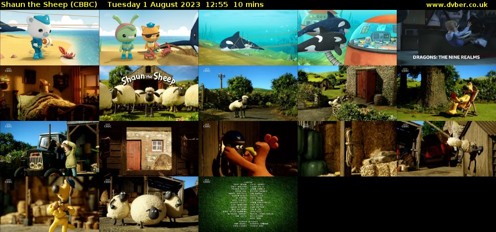 Shaun the Sheep (CBBC) Tuesday 1 August 2023 12:55 - 13:05
