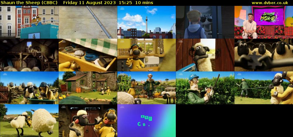Shaun the Sheep (CBBC) Friday 11 August 2023 15:25 - 15:35