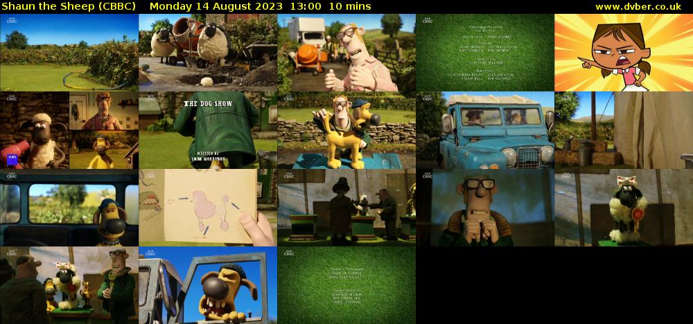 Shaun the Sheep (CBBC) Monday 14 August 2023 13:00 - 13:10