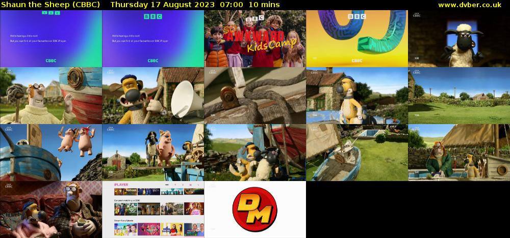 Shaun the Sheep (CBBC) Thursday 17 August 2023 07:00 - 07:10