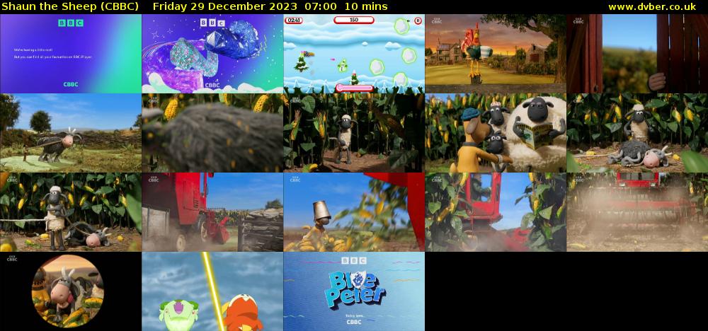 Shaun the Sheep (CBBC) Friday 29 December 2023 07:00 - 07:10