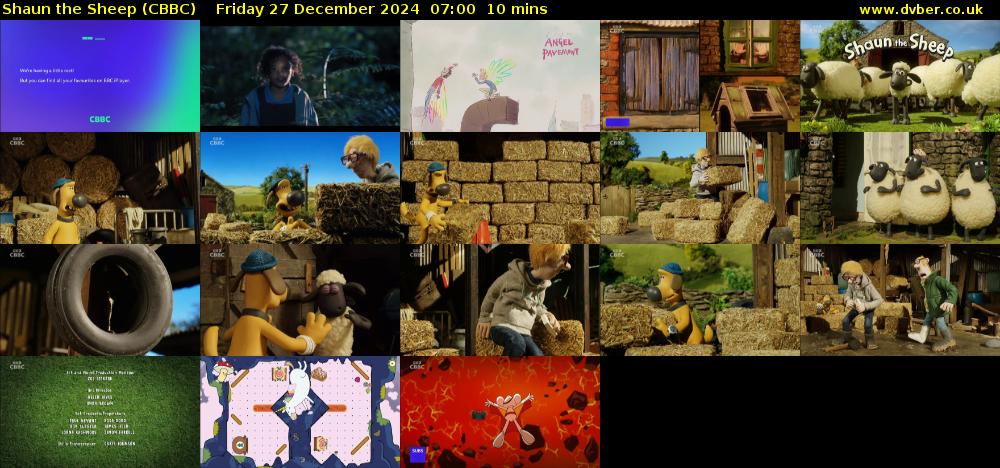 Shaun the Sheep (CBBC) Friday 27 December 2024 07:00 - 07:10