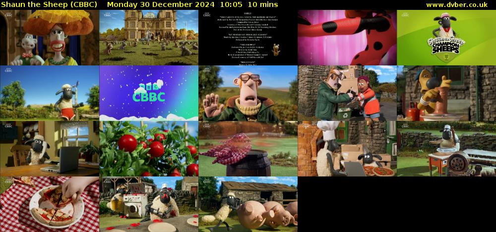 Shaun the Sheep (CBBC) Monday 30 December 2024 10:05 - 10:15