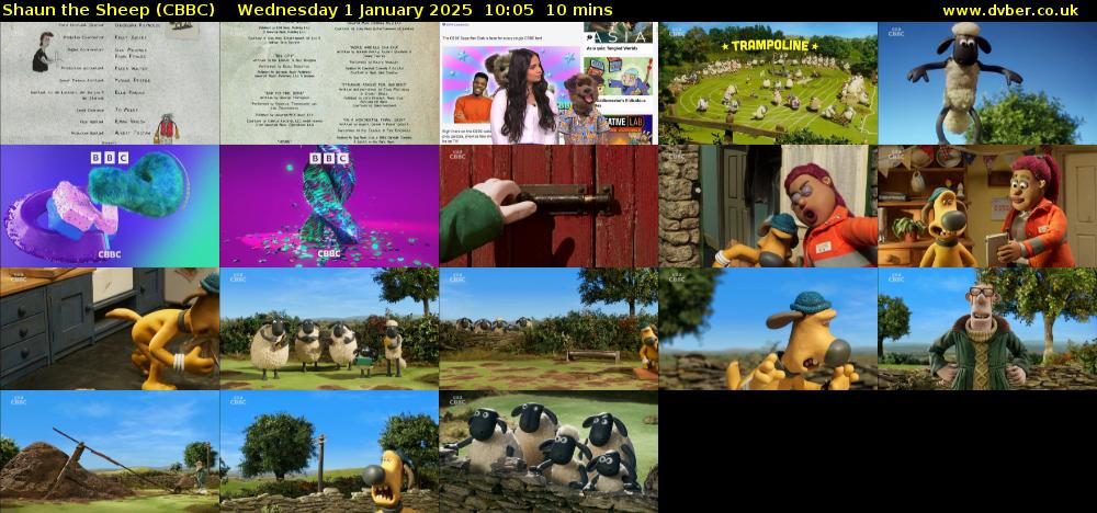 Shaun the Sheep (CBBC) Wednesday 1 January 2025 10:05 - 10:15