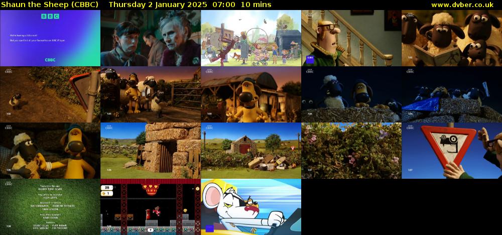 Shaun the Sheep (CBBC) Thursday 2 January 2025 07:00 - 07:10