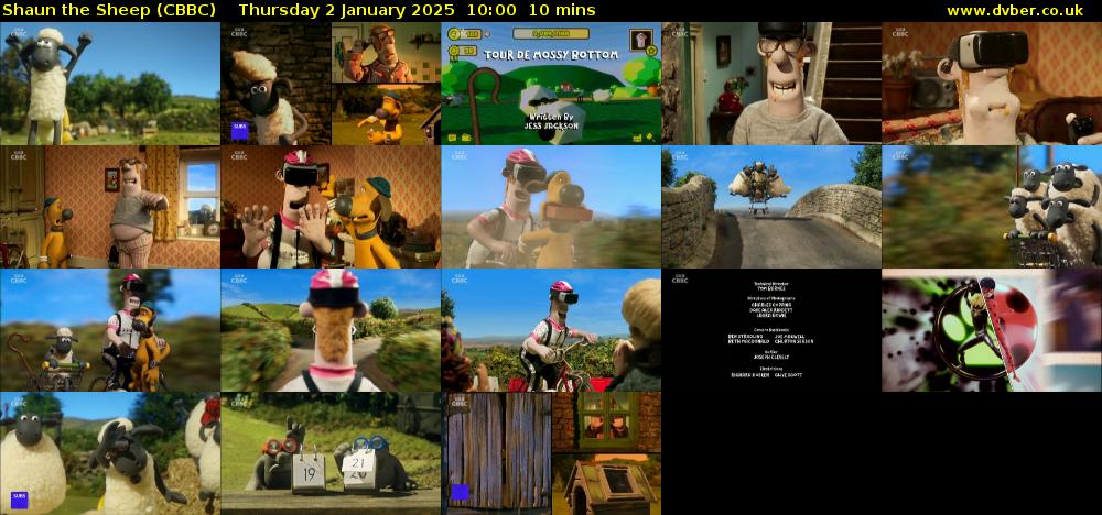 Shaun the Sheep (CBBC) Thursday 2 January 2025 10:00 - 10:10