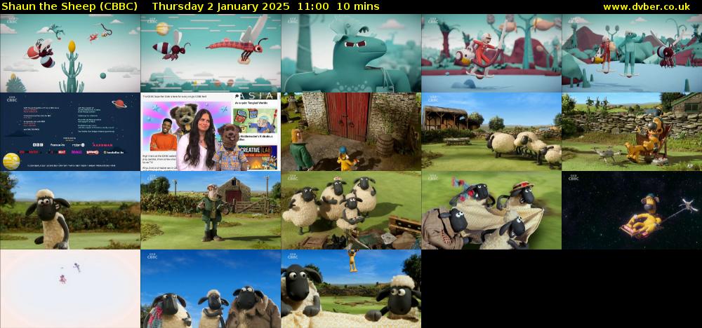 Shaun the Sheep (CBBC) Thursday 2 January 2025 11:00 - 11:10