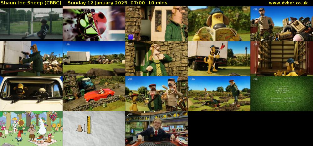 Shaun the Sheep (CBBC) Sunday 12 January 2025 07:00 - 07:10