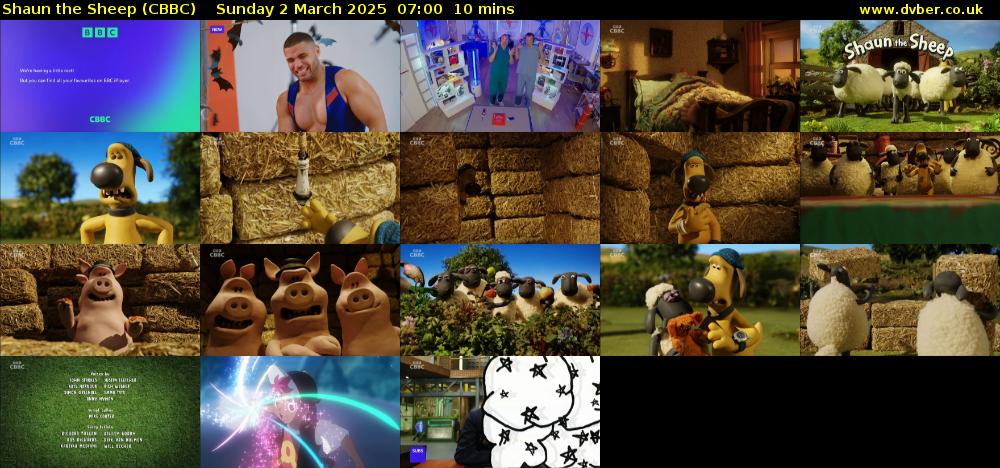 Shaun the Sheep (CBBC) Sunday 2 March 2025 07:00 - 07:10