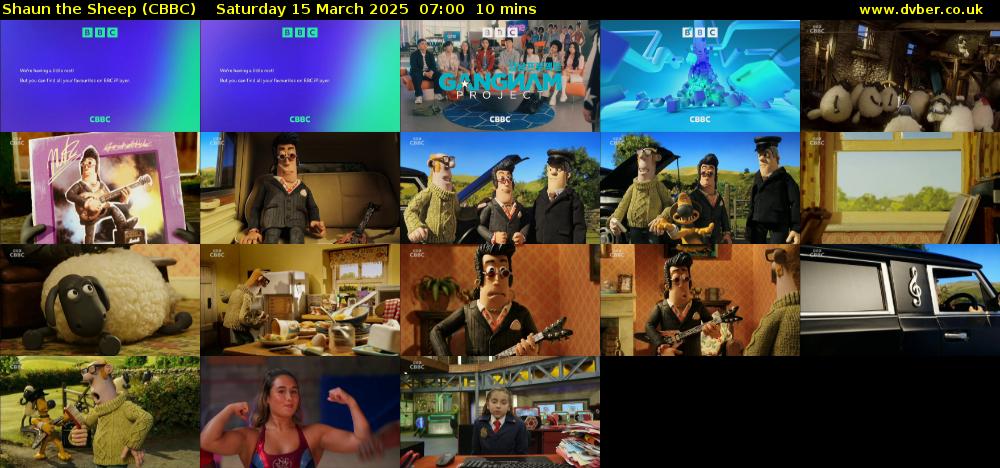 Shaun the Sheep (CBBC) Saturday 15 March 2025 07:00 - 07:10