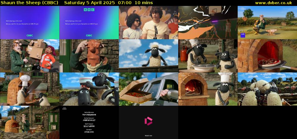 Shaun the Sheep (CBBC) Saturday 5 April 2025 07:00 - 07:10