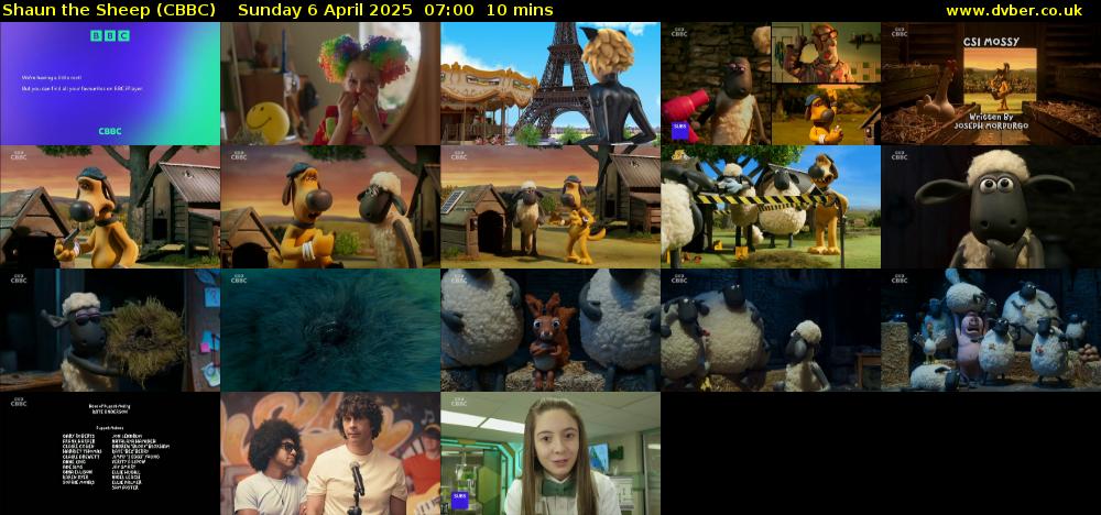 Shaun the Sheep (CBBC) Sunday 6 April 2025 07:00 - 07:10