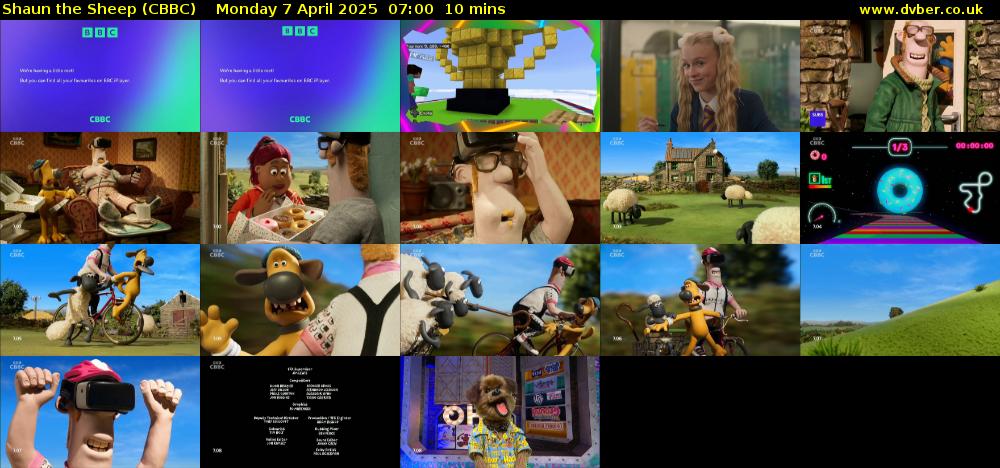 Shaun the Sheep (CBBC) Monday 7 April 2025 07:00 - 07:10