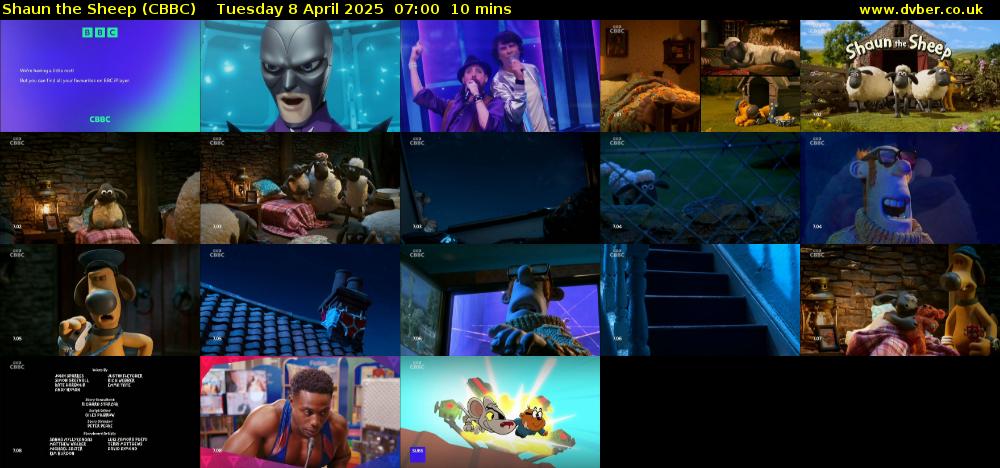 Shaun the Sheep (CBBC) Tuesday 8 April 2025 07:00 - 07:10