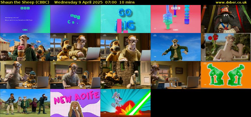 Shaun the Sheep (CBBC) Wednesday 9 April 2025 07:00 - 07:10