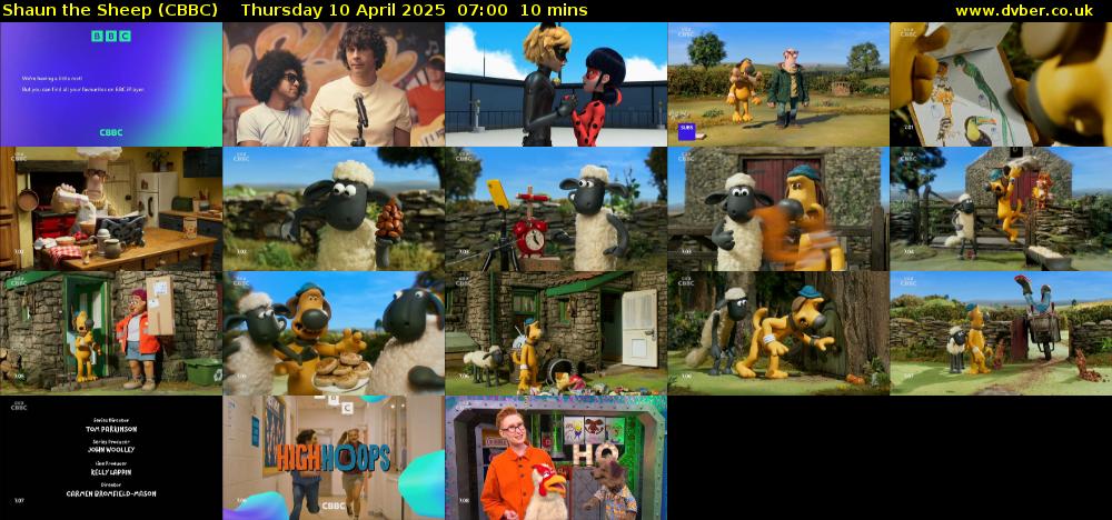 Shaun the Sheep (CBBC) Thursday 10 April 2025 07:00 - 07:10