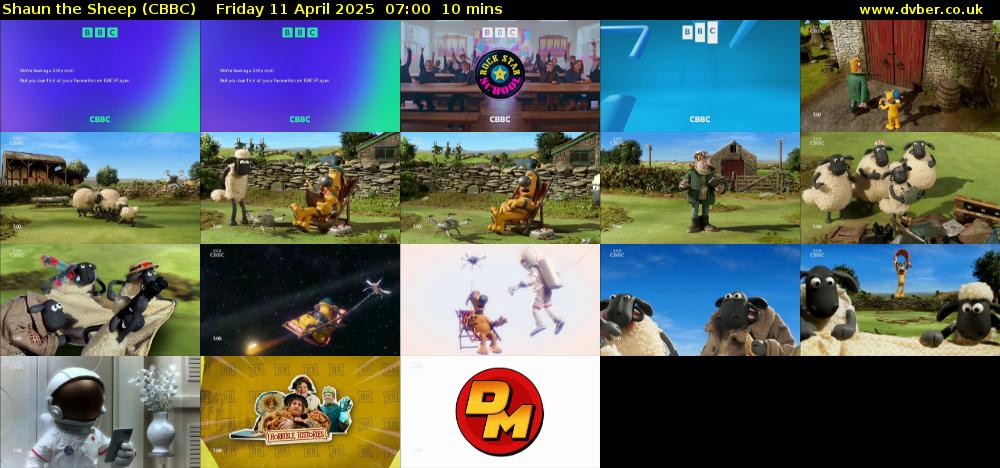 Shaun the Sheep (CBBC) Friday 11 April 2025 07:00 - 07:10