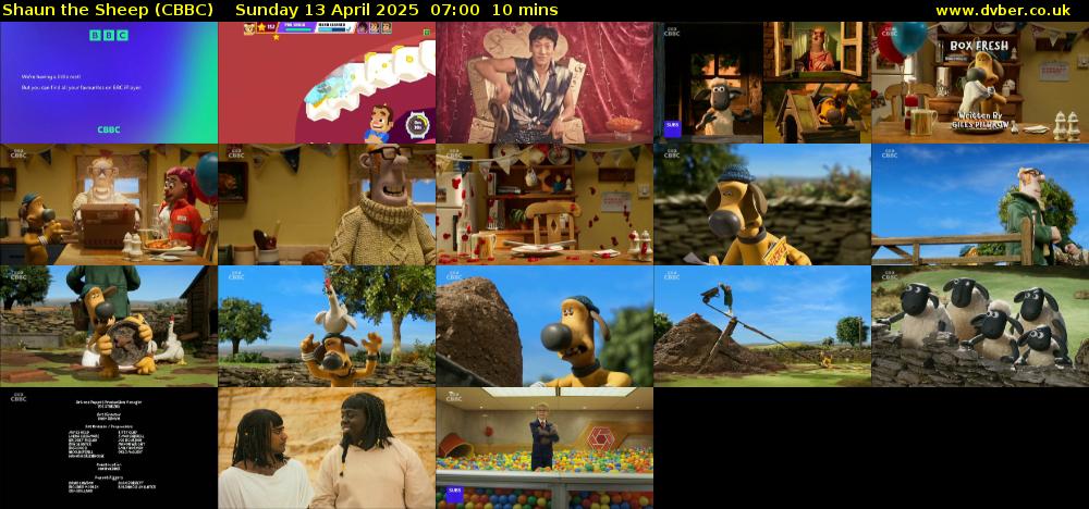 Shaun the Sheep (CBBC) Sunday 13 April 2025 07:00 - 07:10