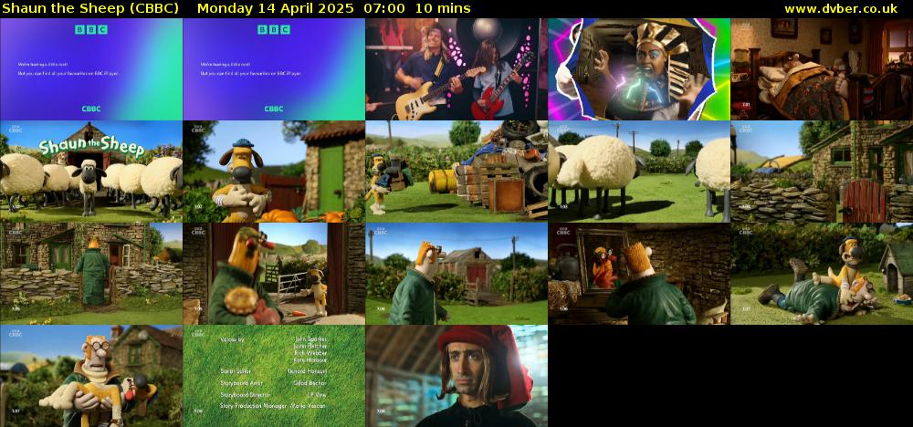 Shaun the Sheep (CBBC) Monday 14 April 2025 07:00 - 07:10